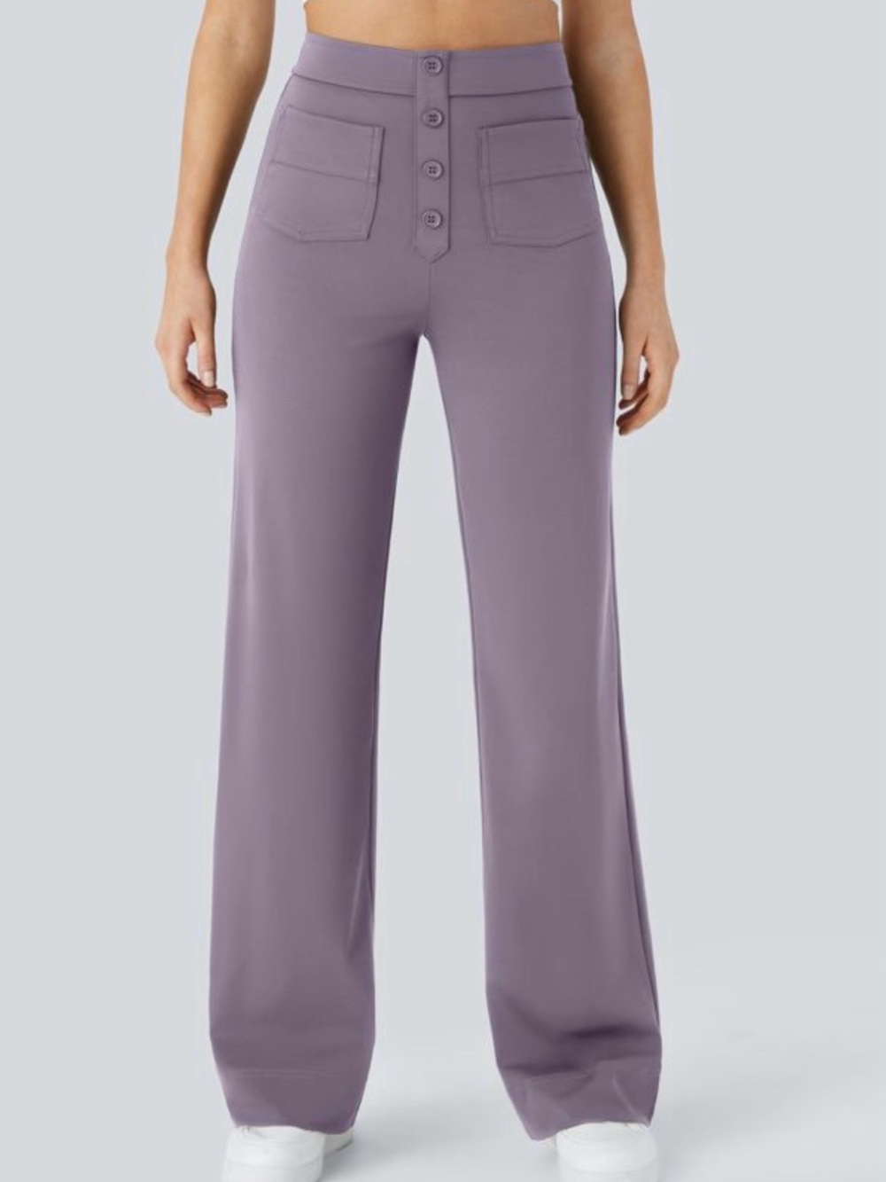 Halara DayStretch High Waisted Pockets Straight Leg Casual Pants in Purple